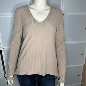 Fate by LFD Ribbed Long Sleeve V-Neck Top Back Tie Size Medium